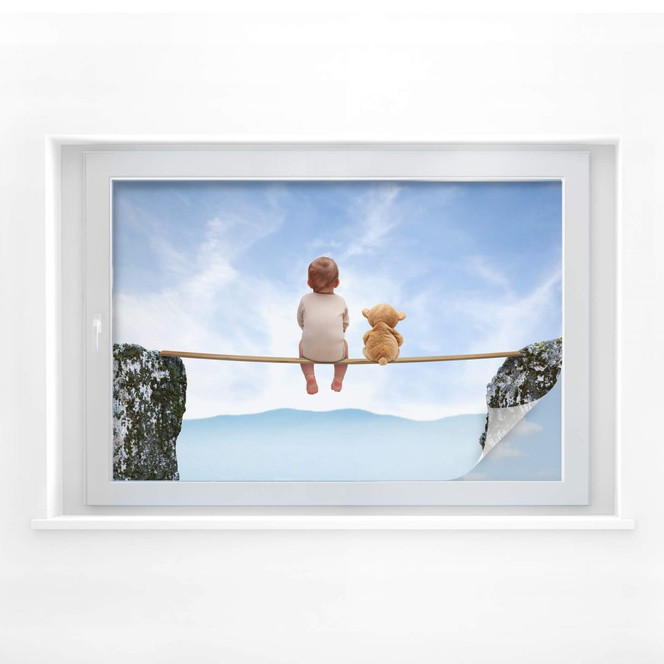 Sichtschutzfolie Mit Teddy in den Bergen