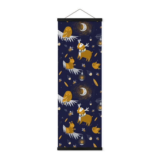 Stoffbild Waldtiere in der Nacht - UN Designs - Panorama