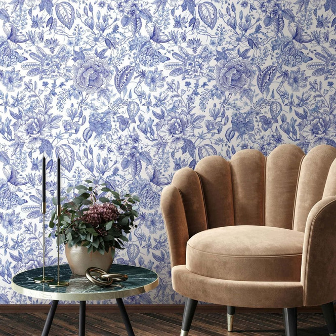 Vliestapete Blumen, Blätter Floral Natur matt in Weiss