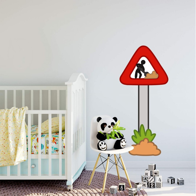 Wandtattoo Baustellenschild