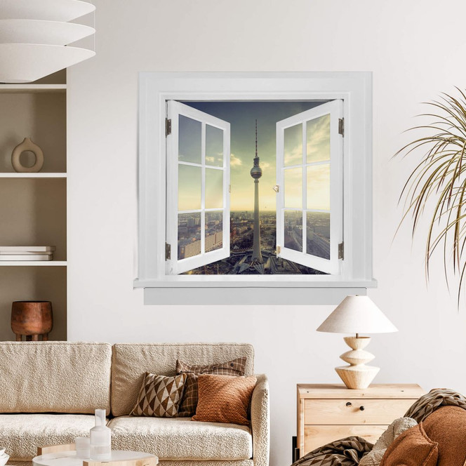 3D Wandtattoo Fenster quadratisch - Berliner Fernsehturm