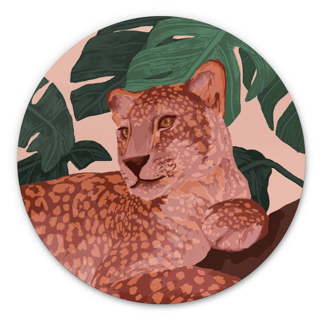 Alu-Dibond Goed Blauw - Goldener Panther - Rund