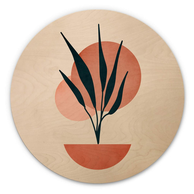 Holzbild Abstrakte Pflanze - Kubistika - Kopenhagen - Rund