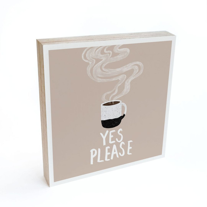 Holzbild zum Hinstellen - Heisse Tasse Kaffee am Morgen - EMELIEmaria - 15 x 15 cm