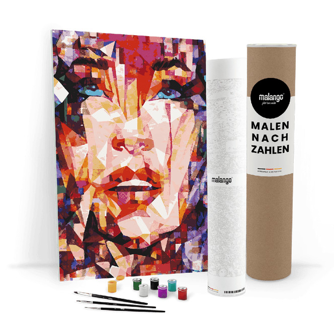 Malen nach Zahlen Leinwandbild - Frau mit blauen Augen abstrakt