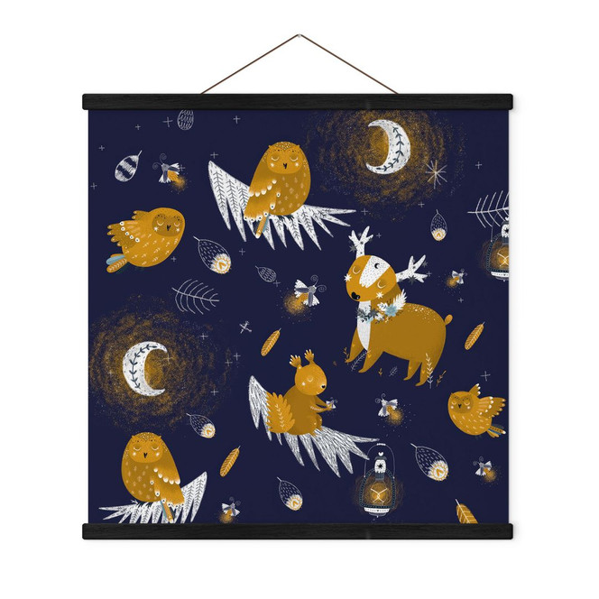 Stoffbild Waldtiere in der Nacht - UN Designs