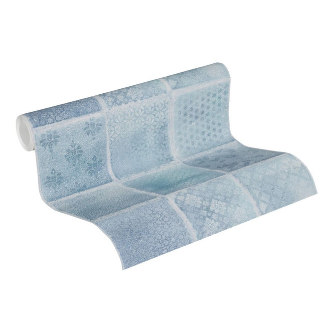 A.S. Création Vliestapete Neue Bude 2.0 Tropical Concret Fliesentapete blau, creme, grau