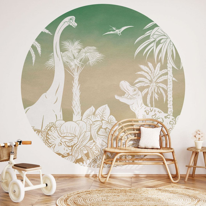 Fototapete Abenteuerreise zu den Dinosauriern - Ombre - Kikki Belle - Rund - Selbstklebend/Vlies