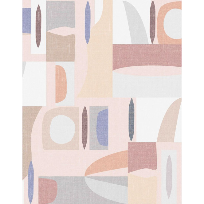 Fototapete Motivtapete Abstrakte Formen in Beige, Rosé und Blau im Retro-Design 3.4 x 2.65 m