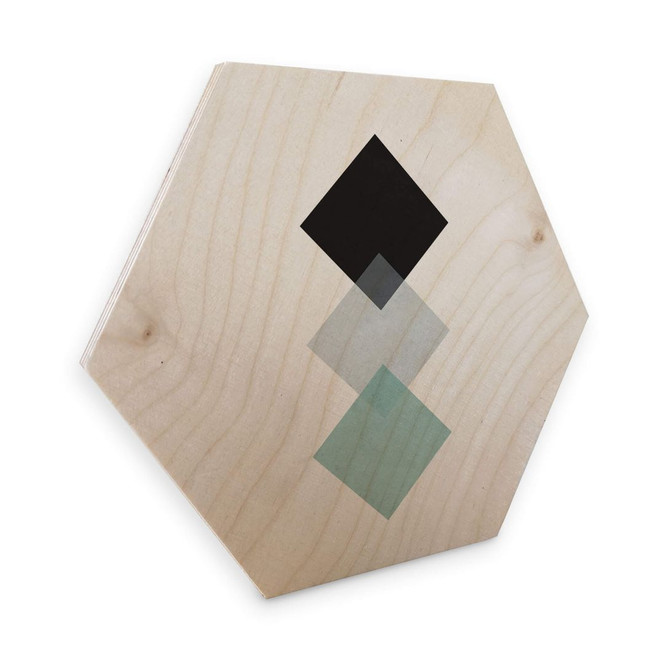 Hexagon - Holz Birke-Furnier Nouveauprints - Squares aqua
