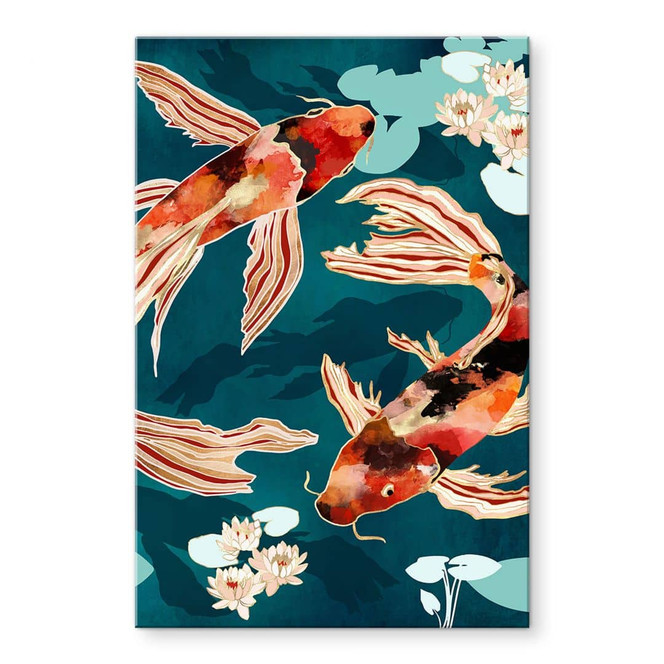 Acrylglasbild Zwei Kois im Teich - SpaceFrog Designs