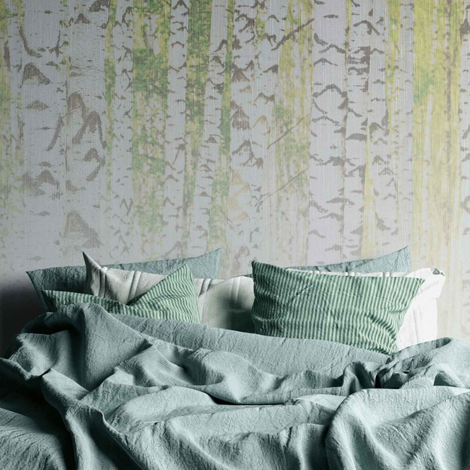 Fototapete Birkenwald BirchForest2 in grau weiss - Vliestapete Designwalls 2 - 2.55x3.5 m