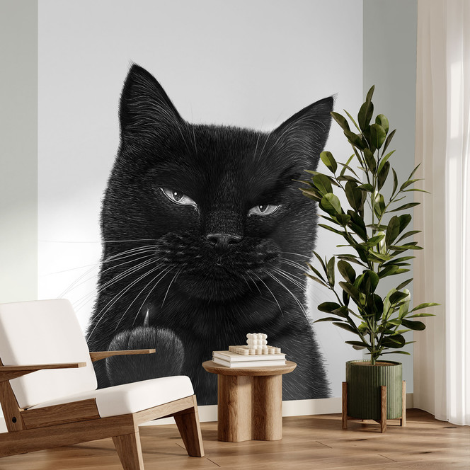 Fototapete Freche schwarze Katze - Korenkova