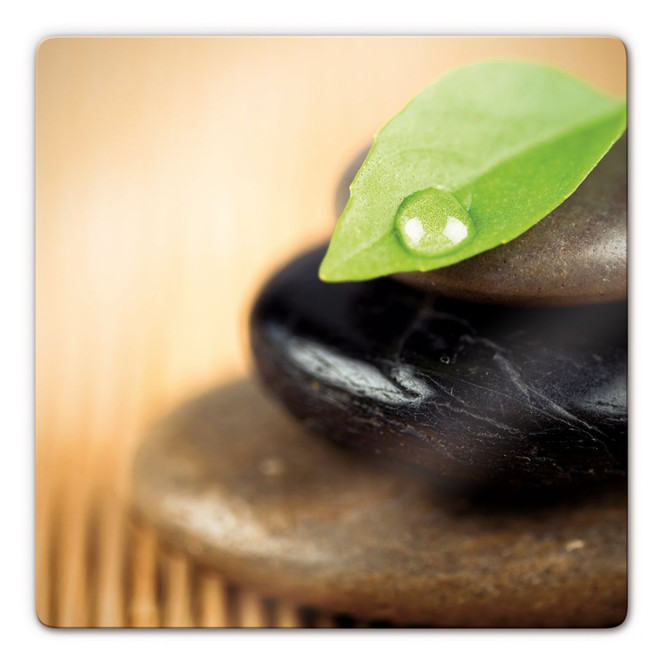 Glasbild Wellness Stone - quadratisch