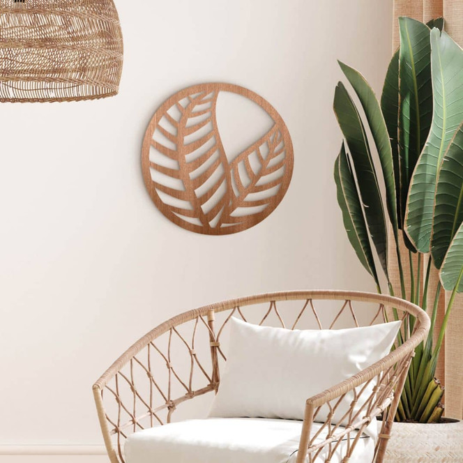 Holzdeko Blätter im Kreis - Mahagoniholz