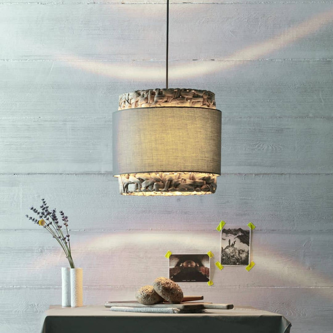 Pendelleuchte Till, beige, 140 x 35 cm, Textil Lampe