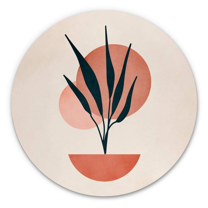 Wandbild Abstrakte Pflanze - Kubistika - Kopenhagen - Alu-Dibond Rund