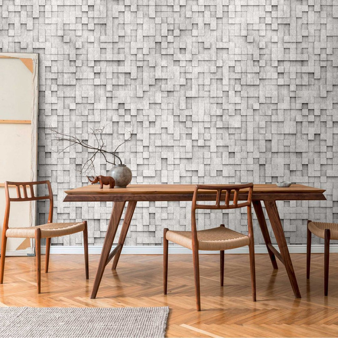 3D-Fototapete in Steinoptik Grau - Vliestapete modern - Wohnzimmer Tapete Betonoptik