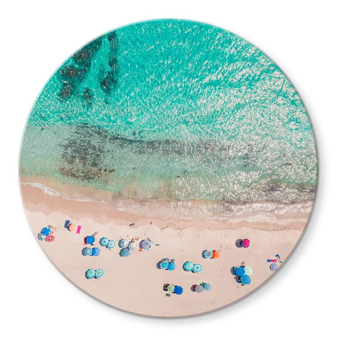 Glasbild Sisi & Seb - Am Strand - Rund