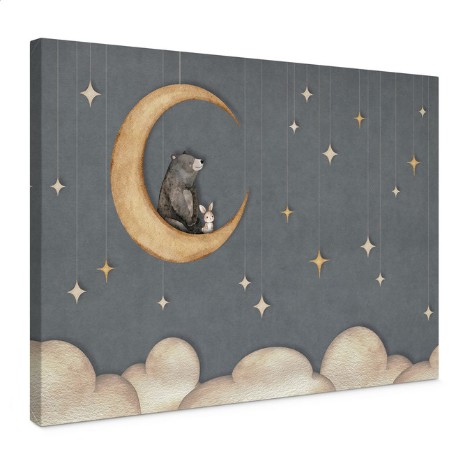 Leinwandbild Hase und Bär auf dem Mond - Oliver Robins