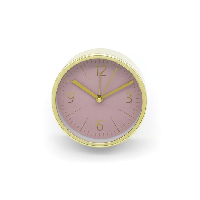 Wecker in Gold-Optik mit Rosa - Rund Ø11cm - Bild - 1