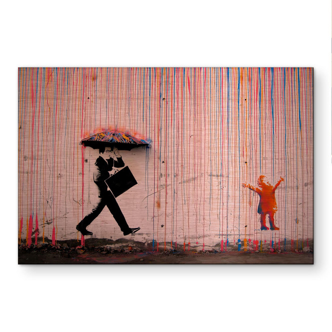 Alu-Dibond gebürstet mit Kupfereffekt - Coloured Rain - Banksy