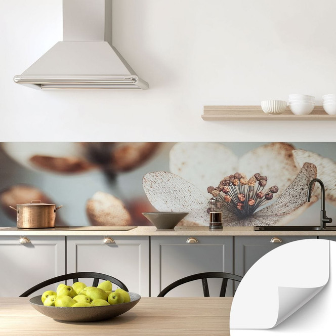 Selbstklebende Küchenrückwand Boho Trockenblume Makro - Treechild