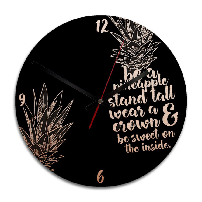 Wanduhr Alu-Dibond-Kupfereffekt - Be a pineapple negativ - Ø 28cm - Bild 1