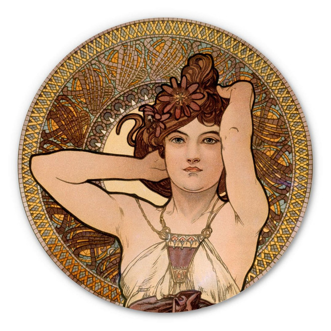 Alu-Dibond Mucha - Edelsteine: Amethyst - Rund