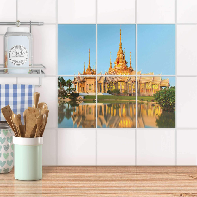 Fliesenaufkleber hoch - Thailand Temple - 6er Set