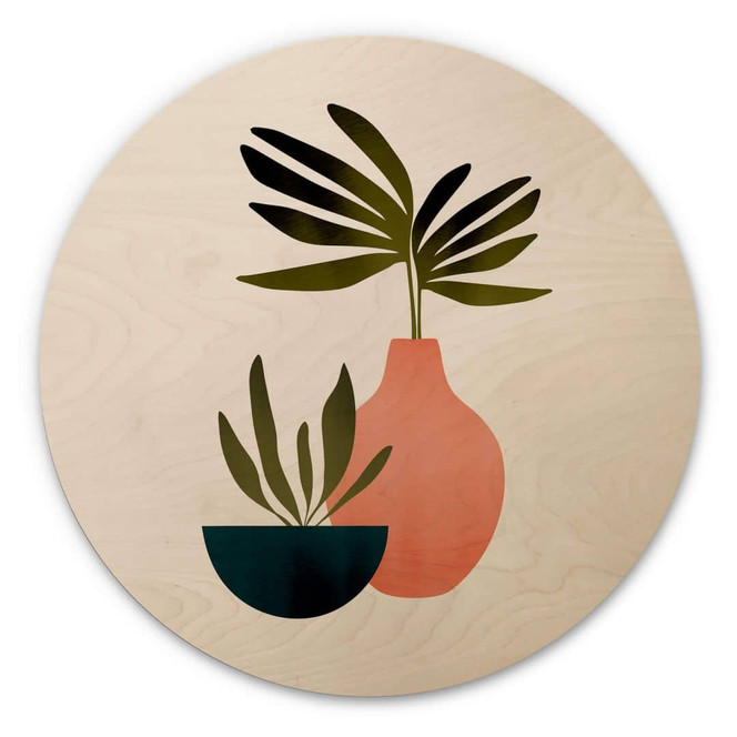 Holzbild Kubistika - Skandinavisches Stillleben - Rund