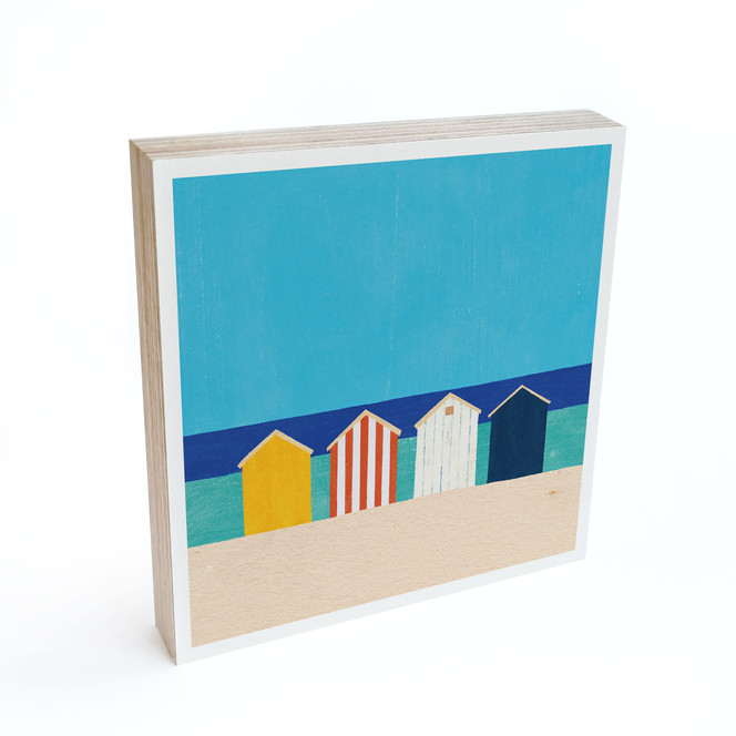 Holzbild zum Hinstellen - Strandhäuser am Meer - Rivers - 15 x 15 cm