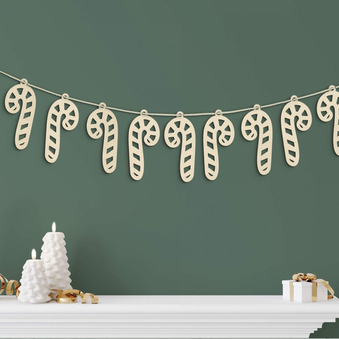 Holzdeko Weihnachten - Zuckerstange Pappelholz (14-teilig) - je 4x9cm - Bild 1