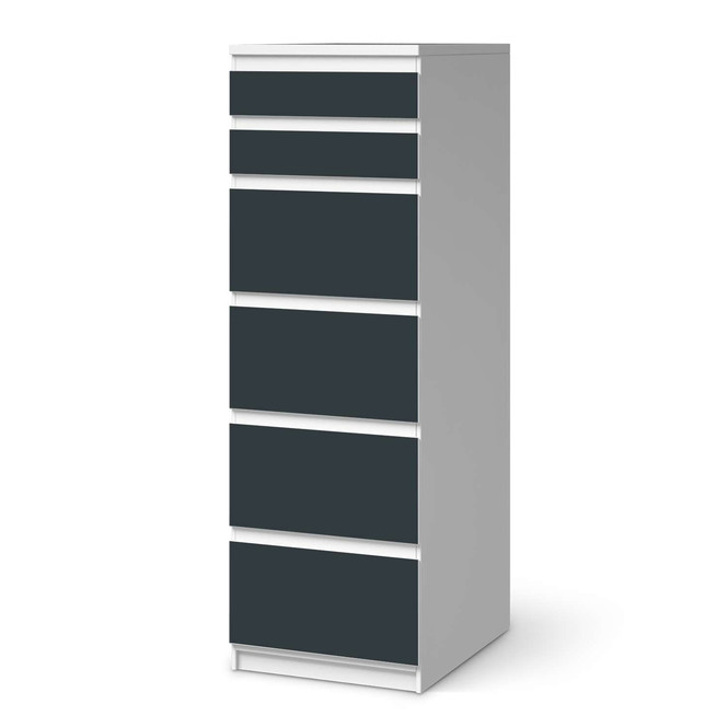 Klebefolie IKEA Malm Kommode 6 Schubladen (schmal) - Blaugrau Dark- Bild 1