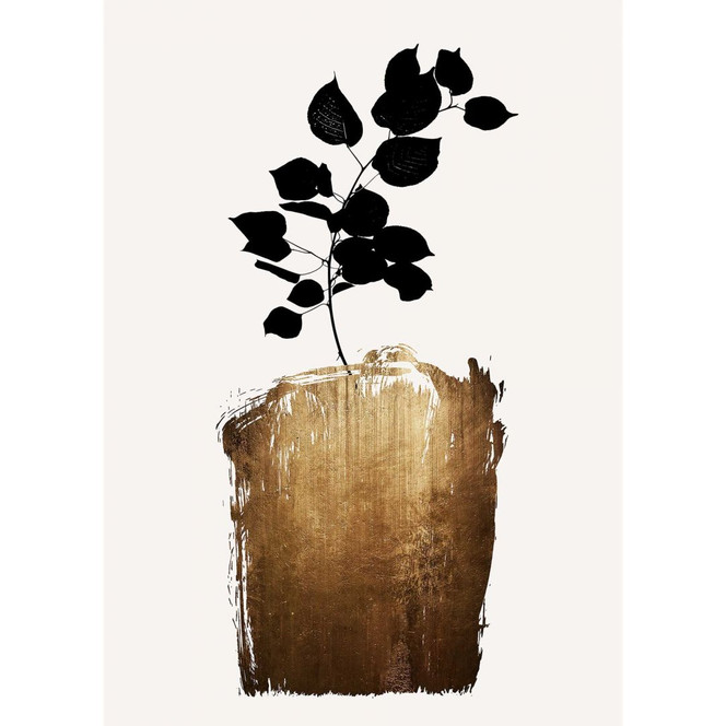 Livingwalls Fototapete ARTist Golden Scabiosa abstrakte Kunst gold, schwarz, weiss - Bild 1