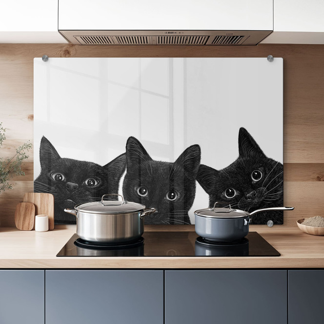 Spritzschutz Schwarzes Katzen Trio - Korenkova