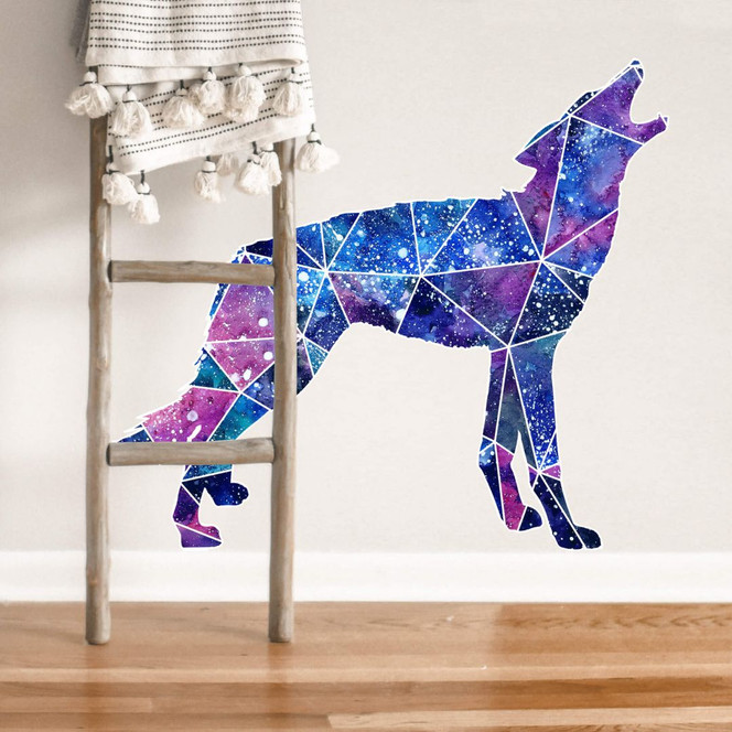 Wandtattoo Polygon Galaxie Wolf