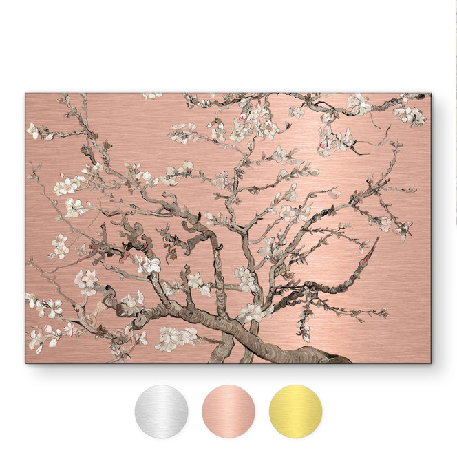 Alu-Dibond gebürstet mit Silbereffekt - Mandelblüte - Van Gogh