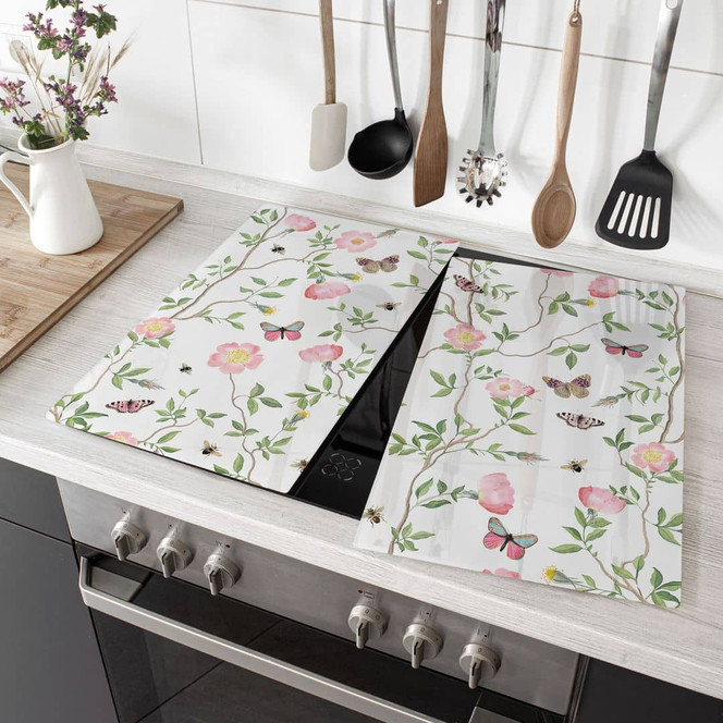 Herdabdeckplatte Rosa Christrosen im Frühling - UN Designs