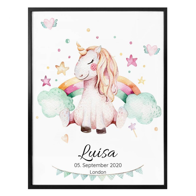 Personalisiertes Poster Kvilis - Regenbogen Einhorn