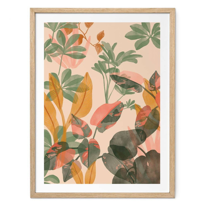 Poster Garten mit tropischen Pflanzen - Goed Blauw