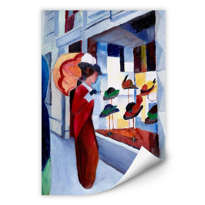 Wallprint Macke - Frau mit Sonnenschirm vor Hutladen