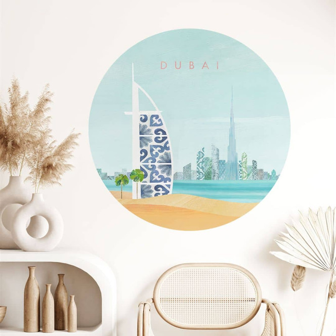 Wandtattoo Strand von Dubai - Burj Al Arab - Rivers - Rund