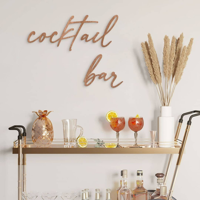 3D Holz Schriftzug Cocktail Bar - Mahagoni