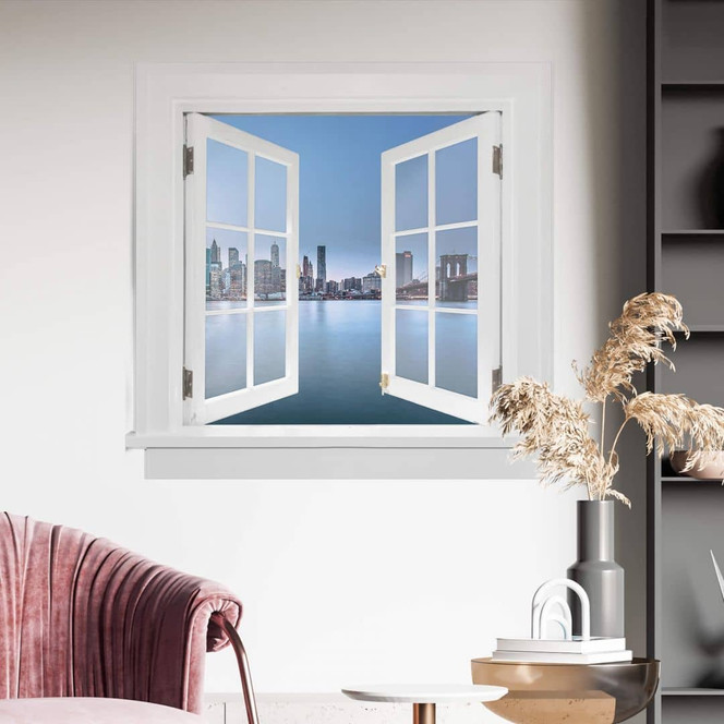3D Wandtattoo Fenster - Blick auf die Brooklyn Bridge