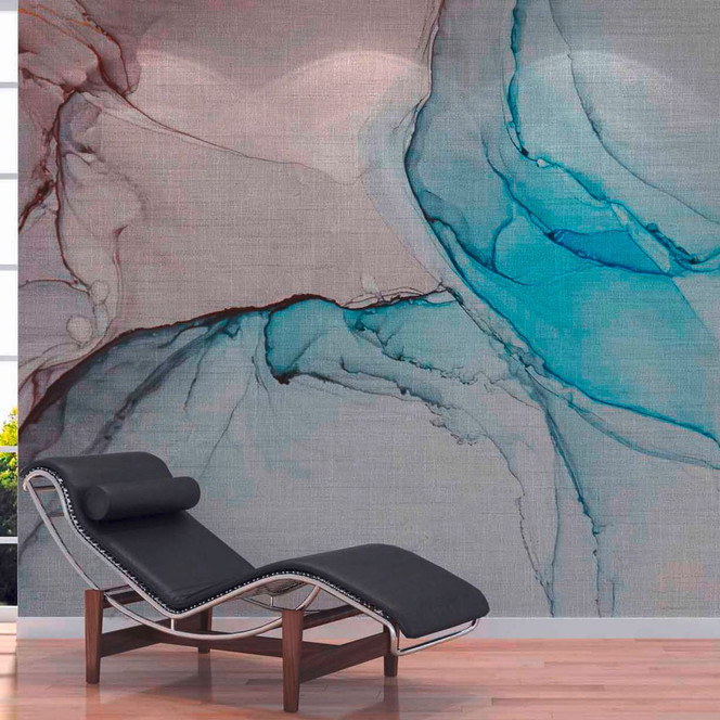 Fototapete Design MarbleBlue in grau blau - Vliestapete Designwalls 2 - 2.55x3.5 m