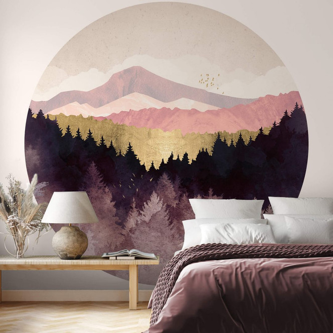 Fototapete SpaceFrog Designs - Lila Wald - Rund - Selbstklebend/Vlies