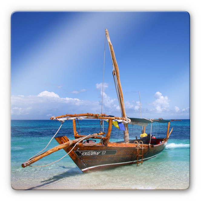 Glasbild Caribbean Sailboat - quadratisch