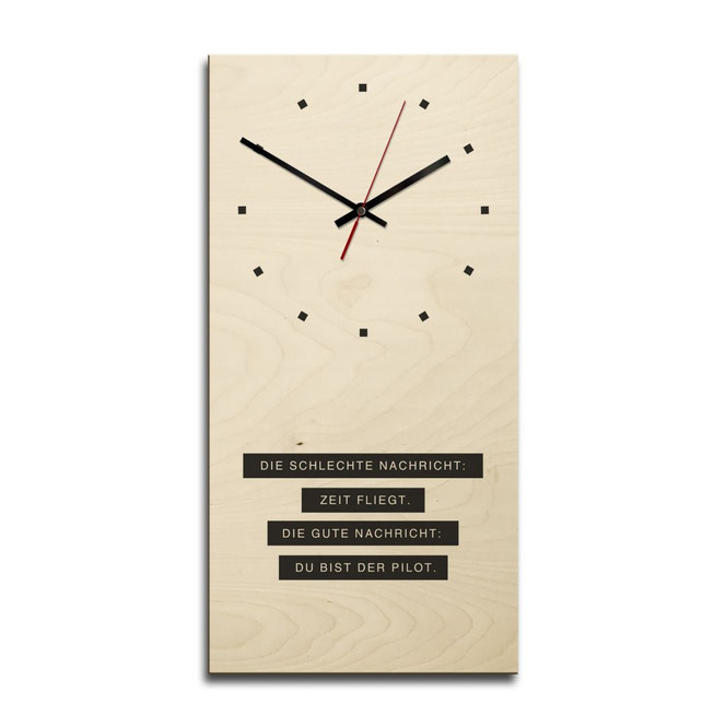 Holz-Wanduhr - Du bist der Pilot