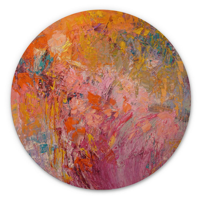 Holzbild Abstrakter bunter Rosengarten - Fagan - Rund
